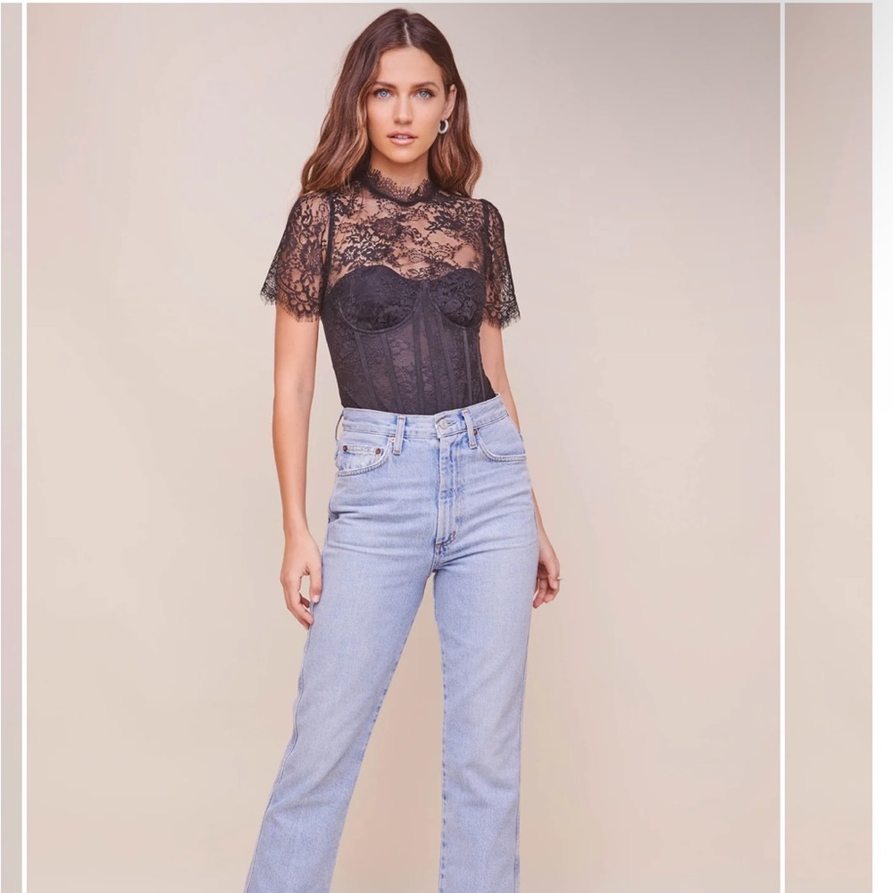 Astr Lacie lace bustier top - S